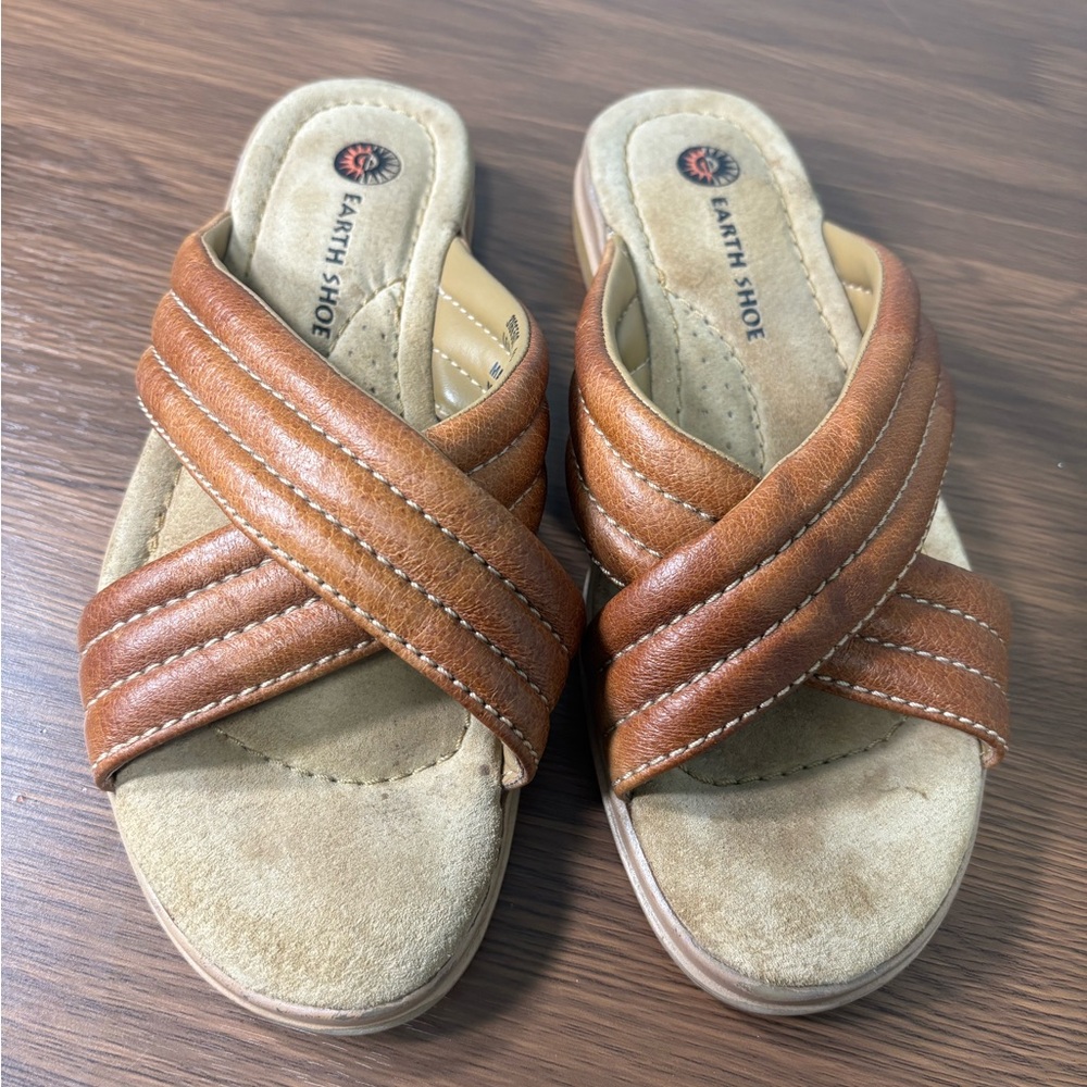 Earth Shoe- Reef-‎ Brown Leather Sandals Size 6.5
